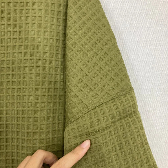 New Max Studio Green Crew Neck Waffle Textured Knit Relaxed Fit Top Large - Picture 10 of 12